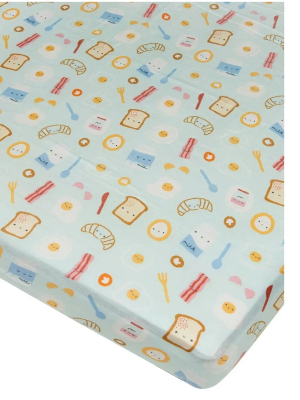 Loulou Lollipop Muslin Fitted Crib Sheet - Breakfast Blue